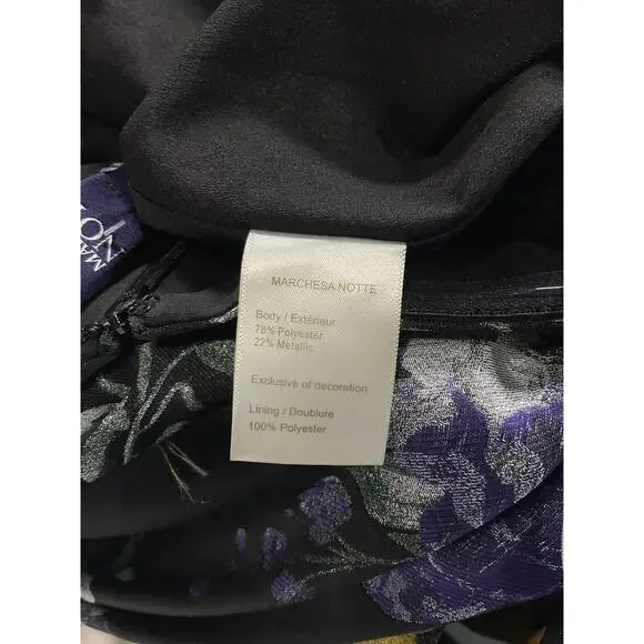 Marchesa Notte 'Strapless' Black Metallic Floral-Jacquard Gown Size 2 Dresses